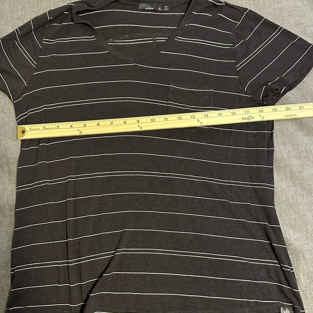 Prana Charcoal Striped Short Sleeve Tee - Picture 6 of 9
